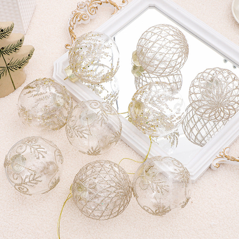 Christmas decorations 8cm/9PCS transparent PET painted Christmas ball gift box set Christmas tree pendant eprolo