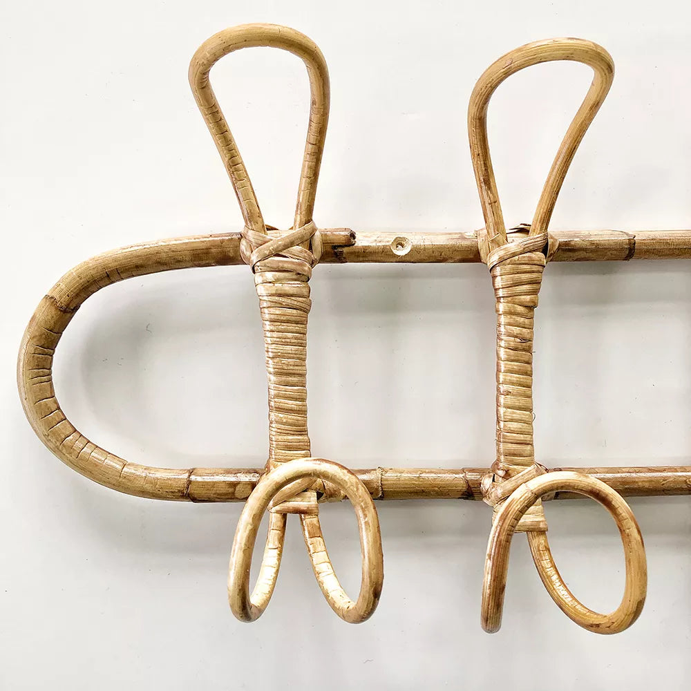 Kids Room Decor Hanger Rattan Wall Hooks Kids Garments Organizer Rack Clothes Hat Hanging Hook Rattan Hanger eprolo