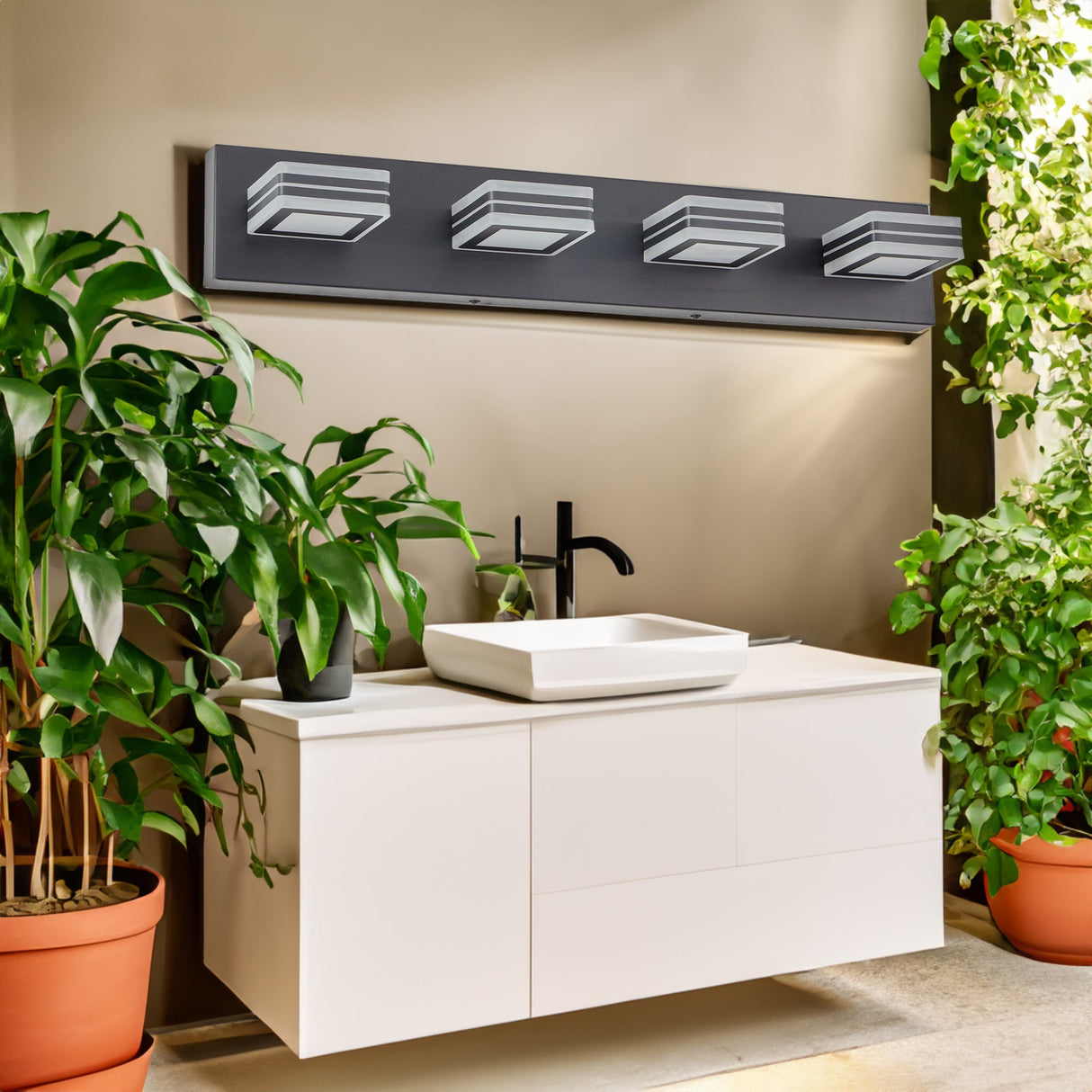 LED Modern Black Vanity Lights, 4-Lights Acrylic Matte Black Bathroom Vanity Lights Over Mirror Julia M Home & Kitchen