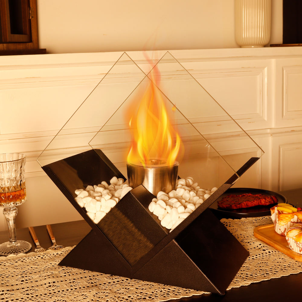 Diamond Shaped Portable Alcohol Fireplace - Luxurious Indoor & Outdoor Heating Solution Julia M Home & Kitchen