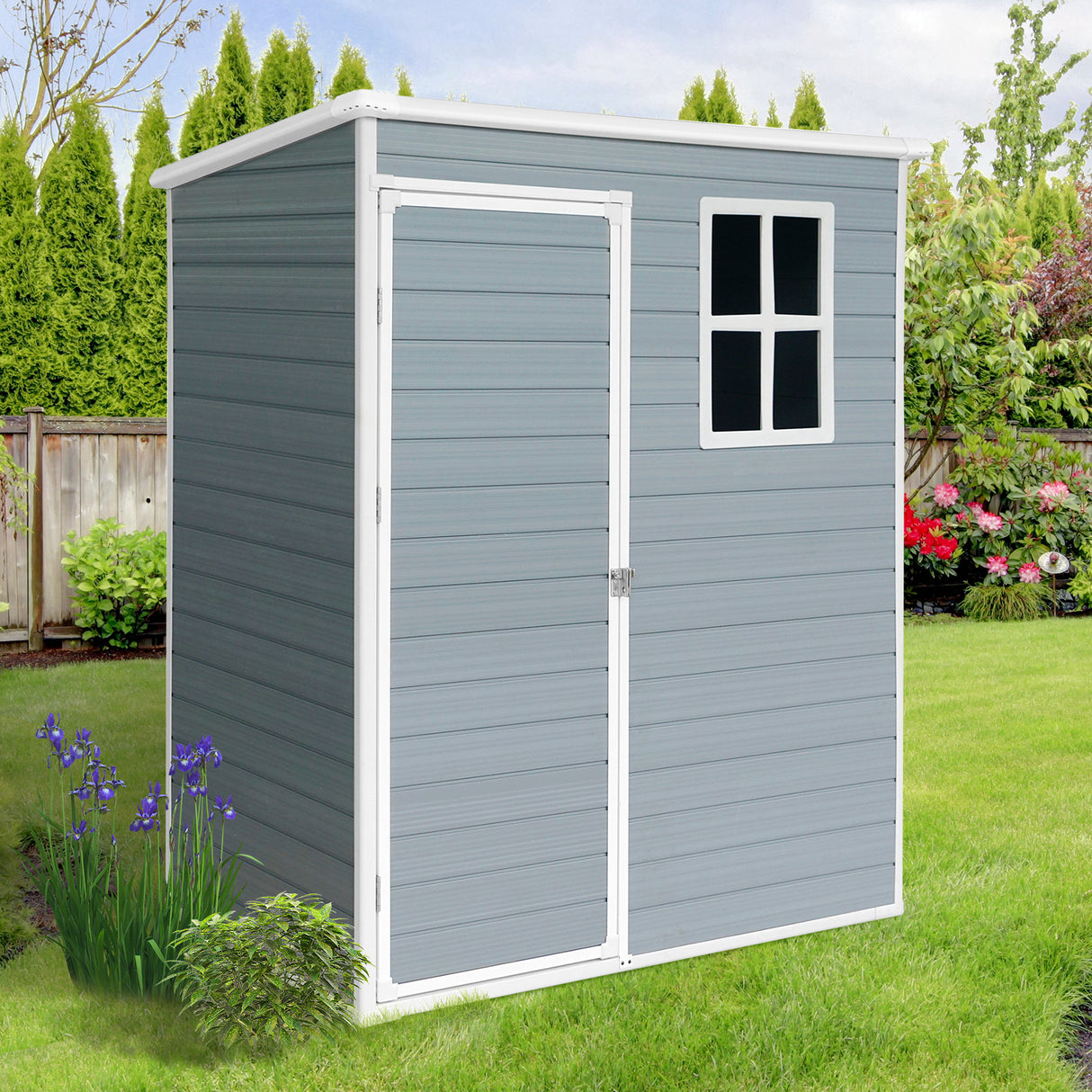 5x3ft Resin Outdoor Storage Shed Kit-Perfect to Store Patio Furniture Grey - Julia M LifeStyles