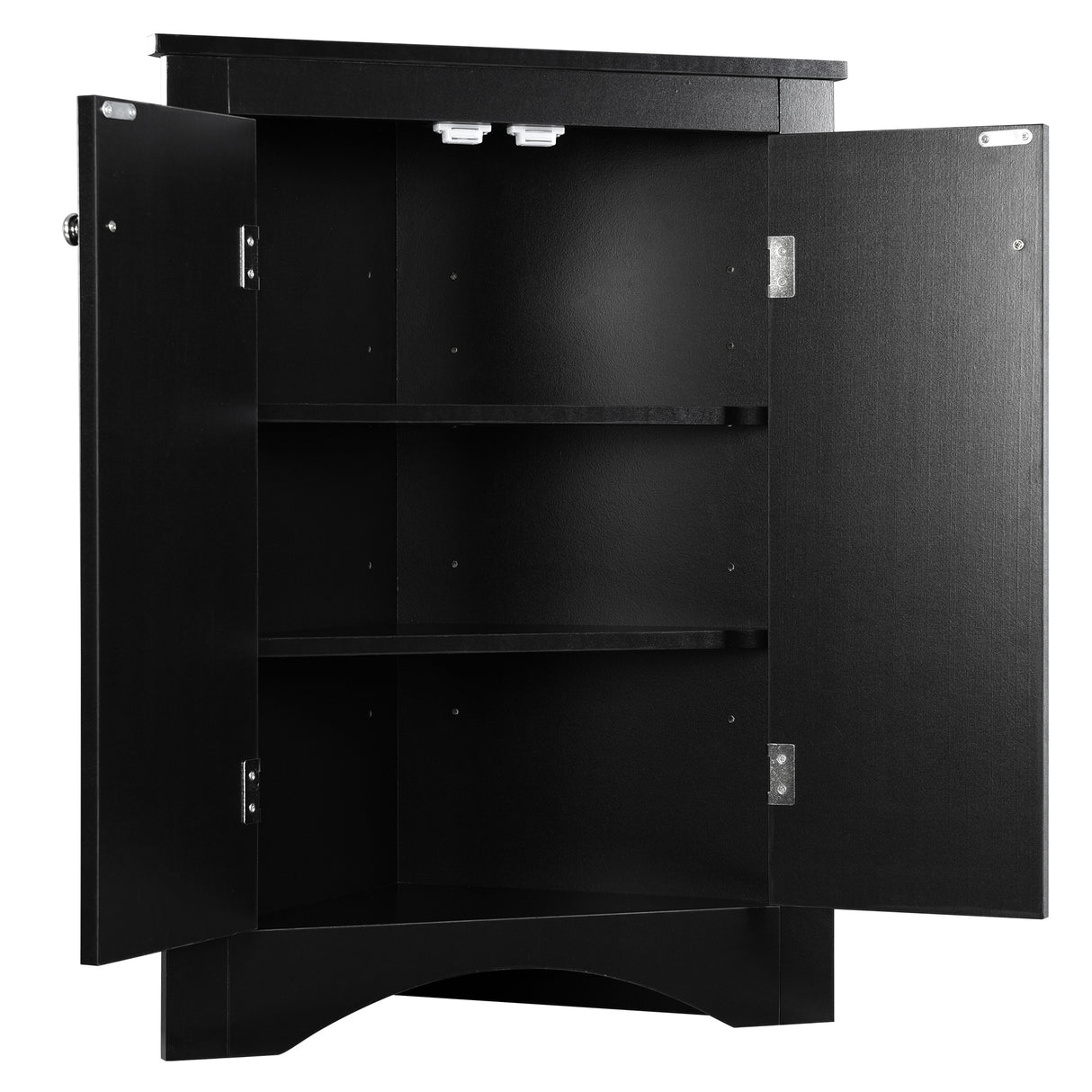 Black Triangle Bathroom Storage Cabinet with Adjustable Shelves, Freestanding Floor Cabinet for Home Kitchen - Julia M LifeStyles