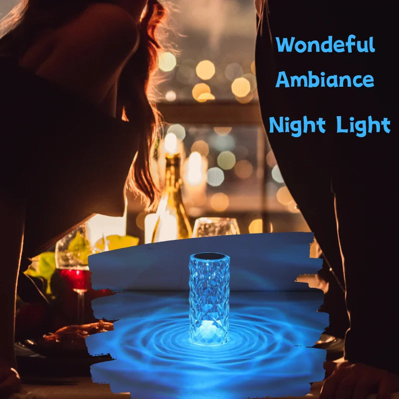 Crystal decorative desk lamp bedroom bedside touch remote control rose light LED charging atmosphere night light Julia M Home & Kitchen