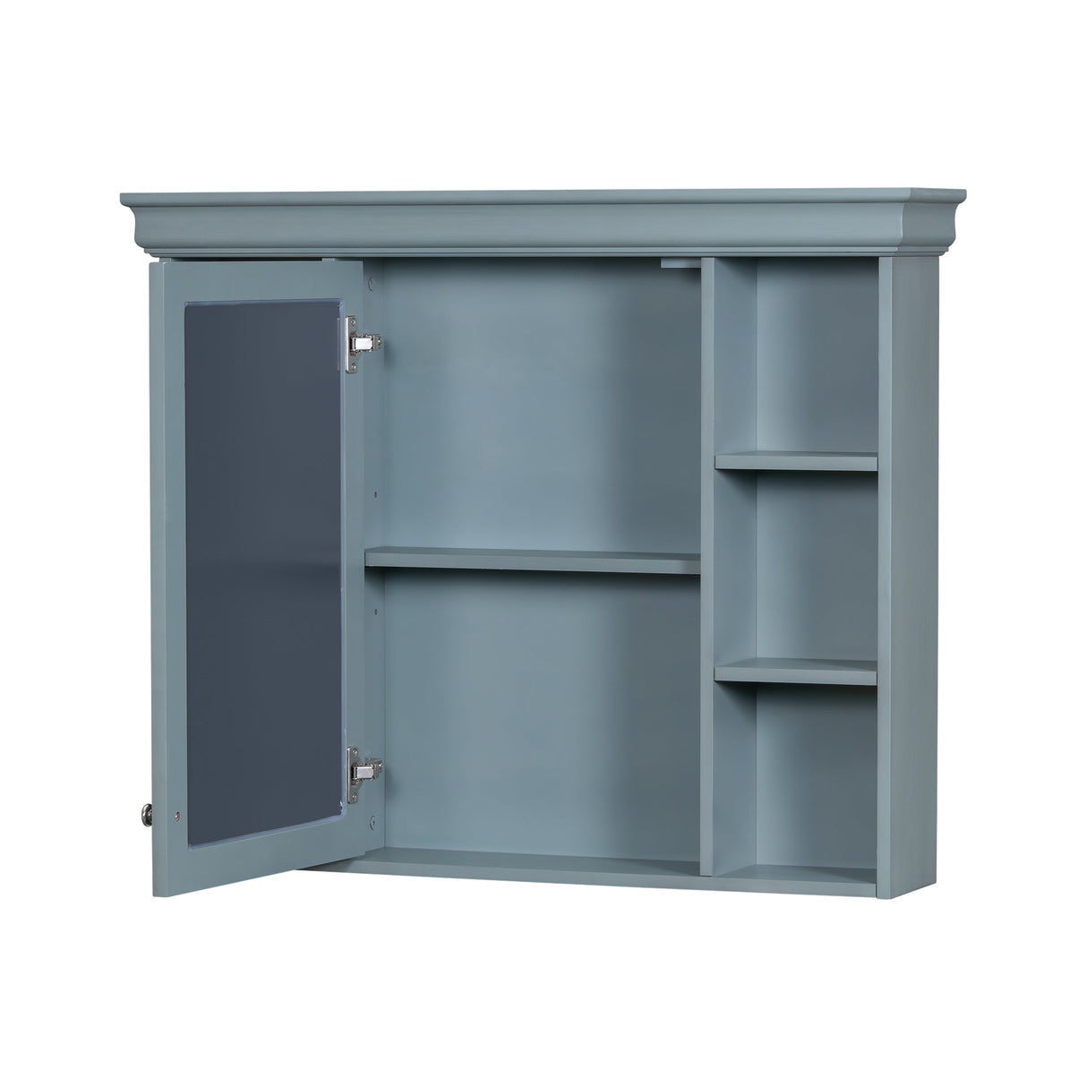 35 ''x 28' 'blue wall mounted bathroom storage cabinet with mirror door and medication cabinet with 6 open shelves Julia M Home & Kitchen