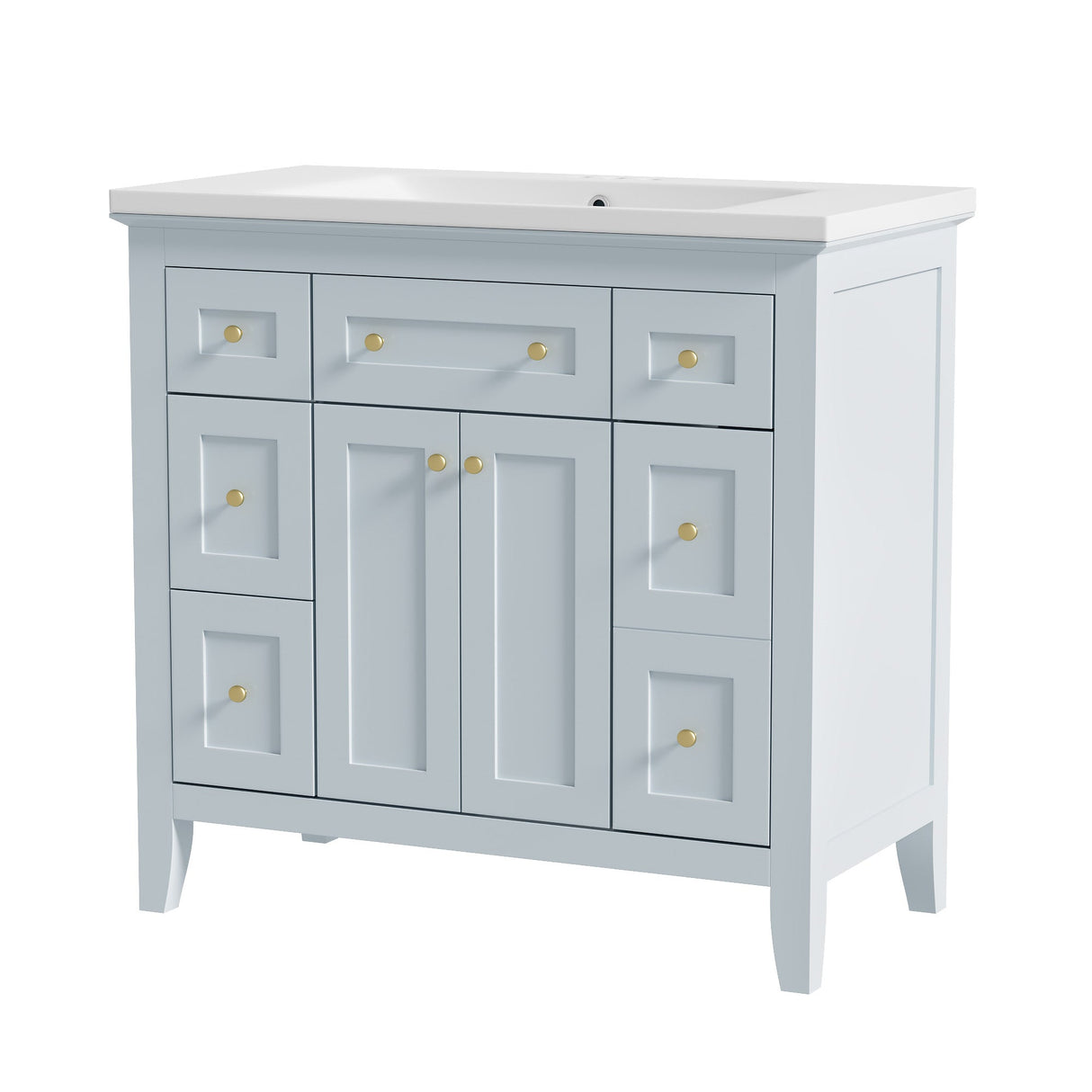 36 inch bathroom vanity with resin sink combination set with 6 drawers and 2 cabinets, storage cabinet vanity set, light blue Julia M Home & Kitchen