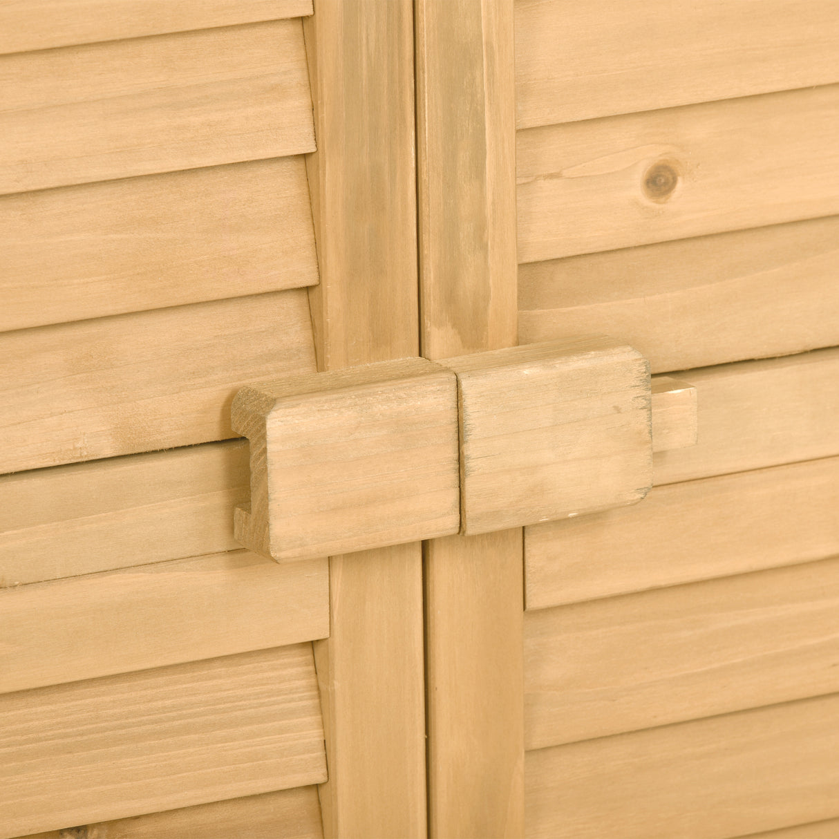 Wooden Garden Shed 3-tier Patio Storage Cabinet Outdoor Organizer Wooden Lockers with Wood (Natural Wood Color -Shutter Design) - Julia M LifeStyles