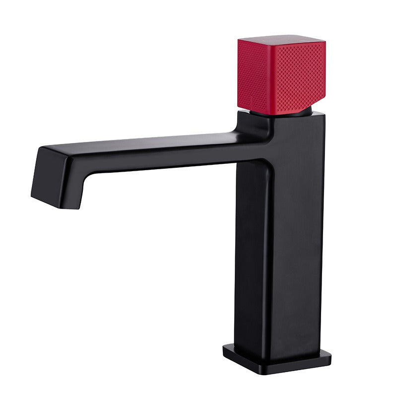 Black square single hole cold and hot countertop basin sink chrome faucet Julia M Home & Kitchen