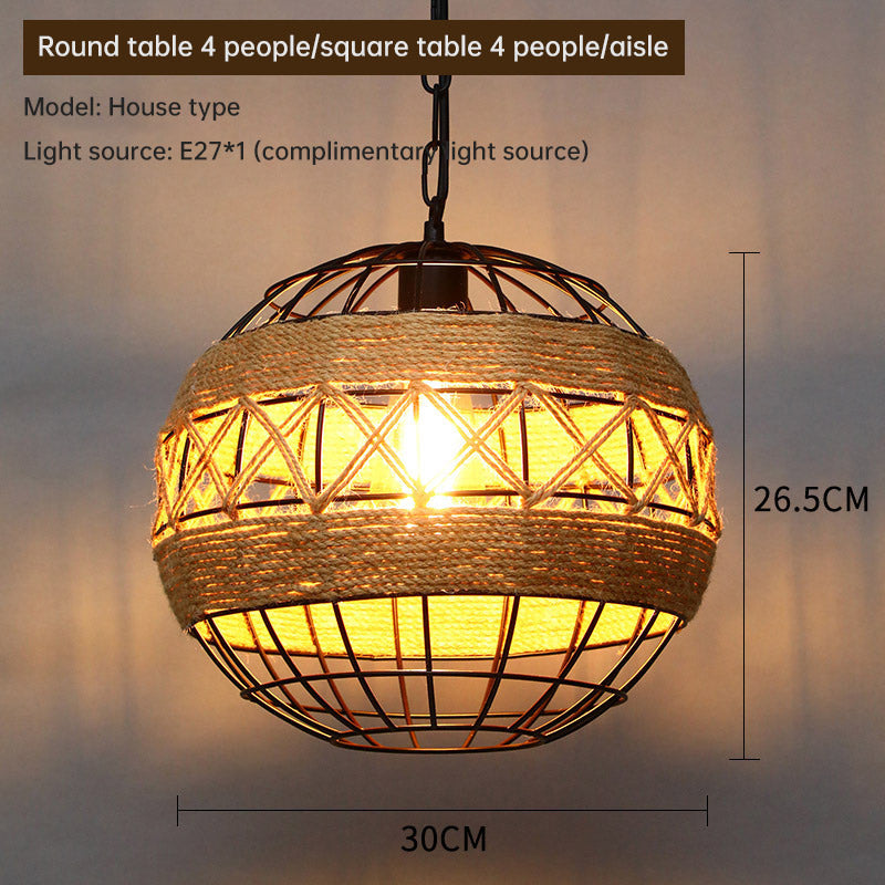 Retro Industrial Hemp Rope Pendant Lamp for Home & Commercial Spaces Julia M Home & Kitchen