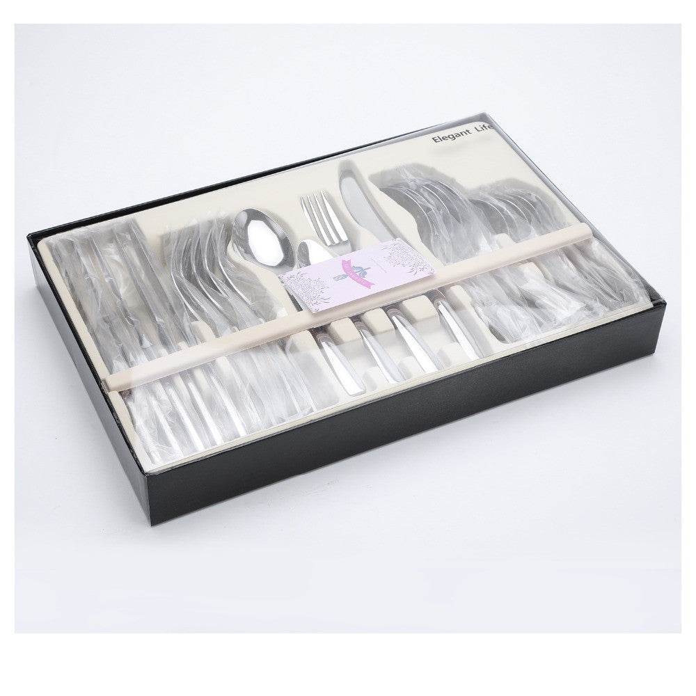 Elegant 24 PCS Flatware Set - Rice Husk Cutlery in Gift Box