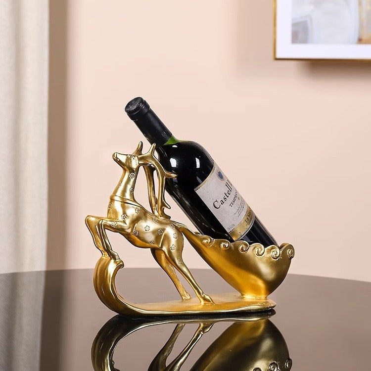 Creative Golden Deer Wine Rack Living Room Wine Cabinet Decoration Home TV Cabinet Decoration Red Wine Rack Decorative Crafts Julia M Home & Kitchen