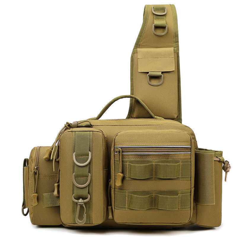 Men's Fishing Backpack: Equipped with bait box, equipment storage bag, pole holder, sling & shoulder bag design. eprolo