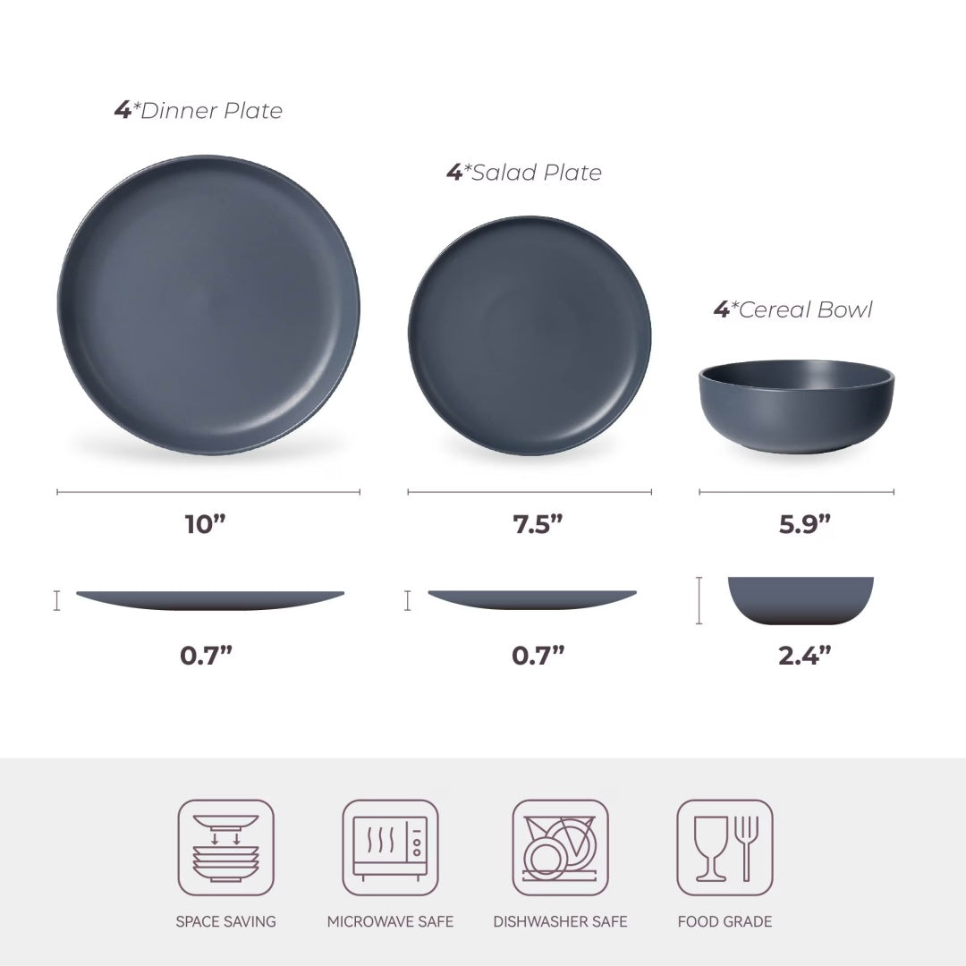 Elegant 12-Piece Stoneware Dinner Plates and Bowls Set for Exquisite Dining Experiences