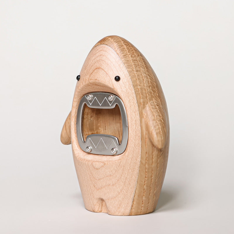 Solid wood shark beer bottle opener creative personality cute screwdriver desktop decoration home cartoon bottle opener decoration - Julia M LifeStyles