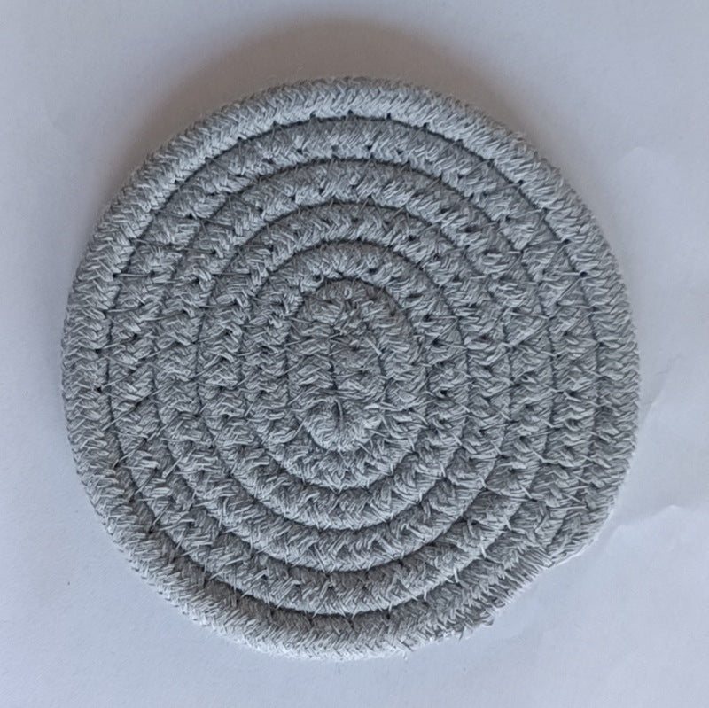 Cotton thread placemat hand woven insulation mat bowl mat cup mat thickened and simple cotton linen table mat eprolo