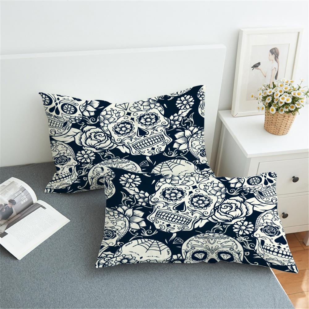 Bedding Pillowcase Black skull 3D Print Pillow Case Pillow Bedding eprolo