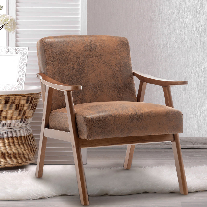 Medieval modern chair, solid wood frame living room chair, accent chair with ultra thick backrest - Julia M LifeStyles