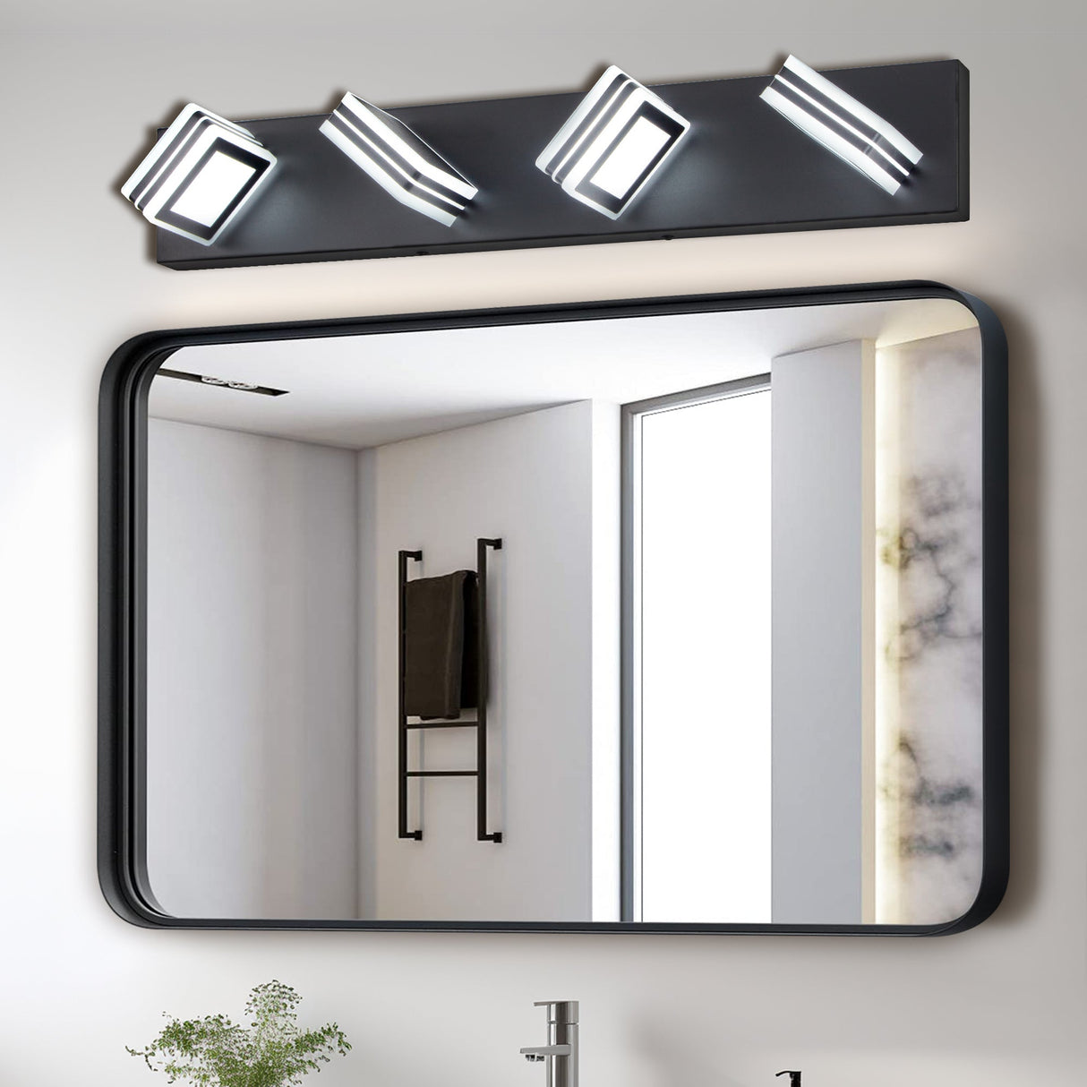 LED Modern Black Vanity Lights, 4-Lights Acrylic Matte Black Bathroom Vanity Lights Over Mirror Julia M Home & Kitchen