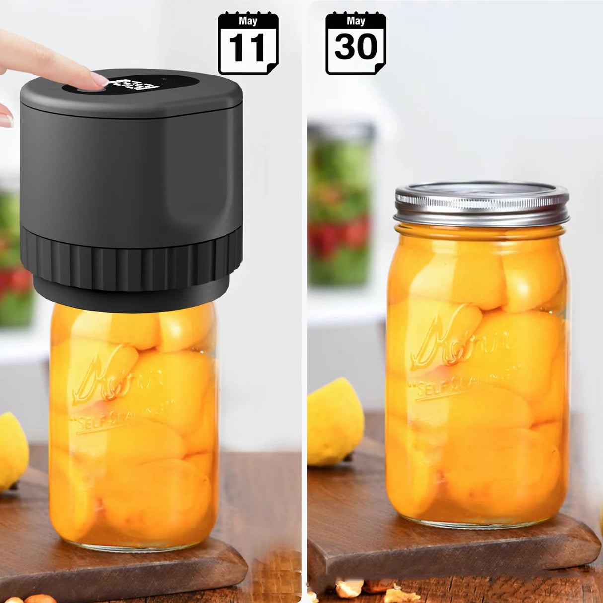 Electric Mason Jar Vacuum Sealer Kit Cordless Automatic Jar Sealer Kit for Food Storage and Fermentation with Mason Jar Lids - Julia M LifeStyles