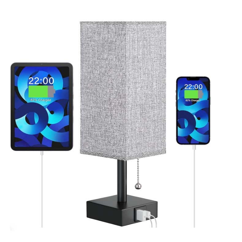 Linen 90 square desk lamp zipper switch three color temperature variable light A+C USB charging Julia M Home & Kitchen