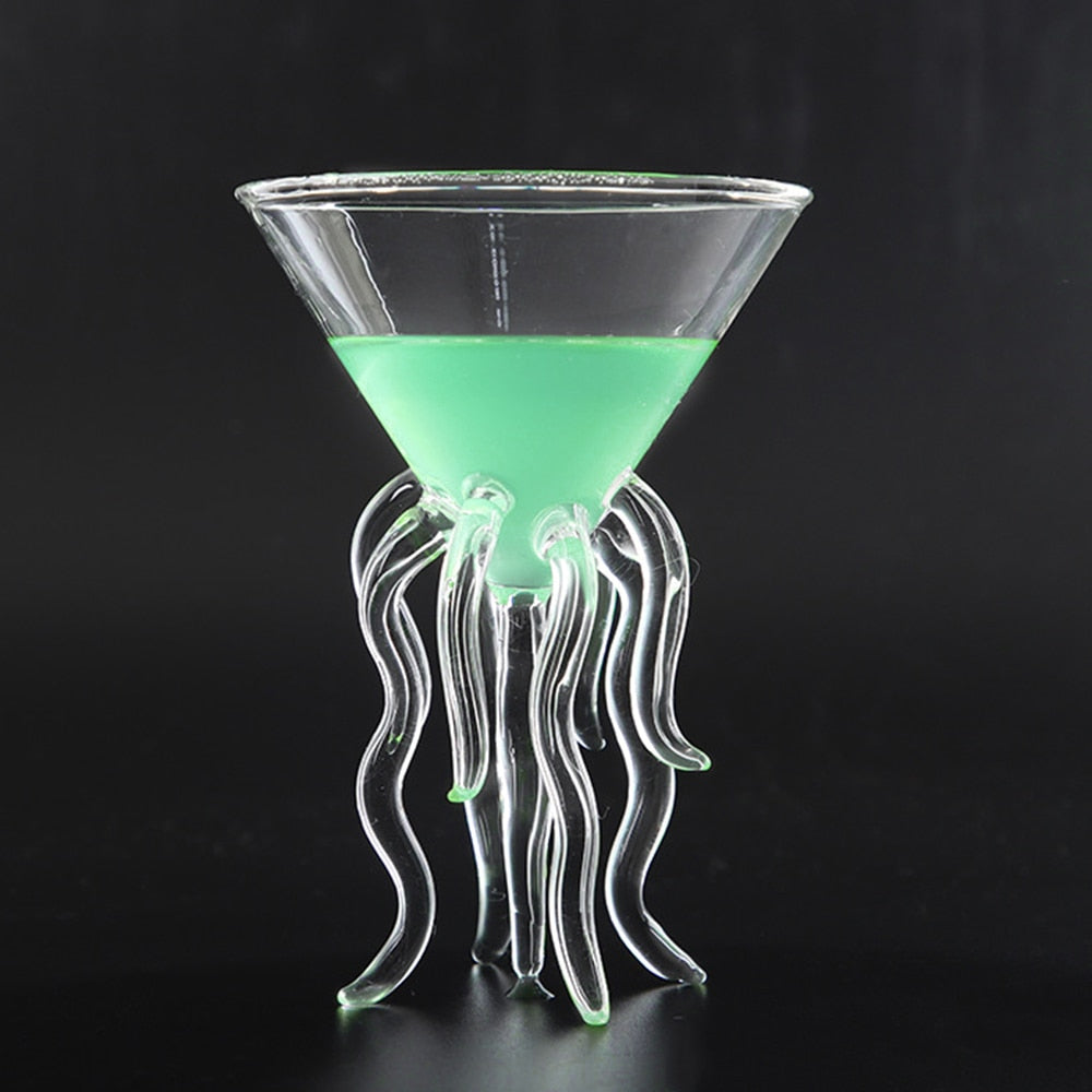 Octopus Cocktail Glass Transparent Jellyfish Glass Cup Juice Glass Goblet Conical Wine Champagne Glass