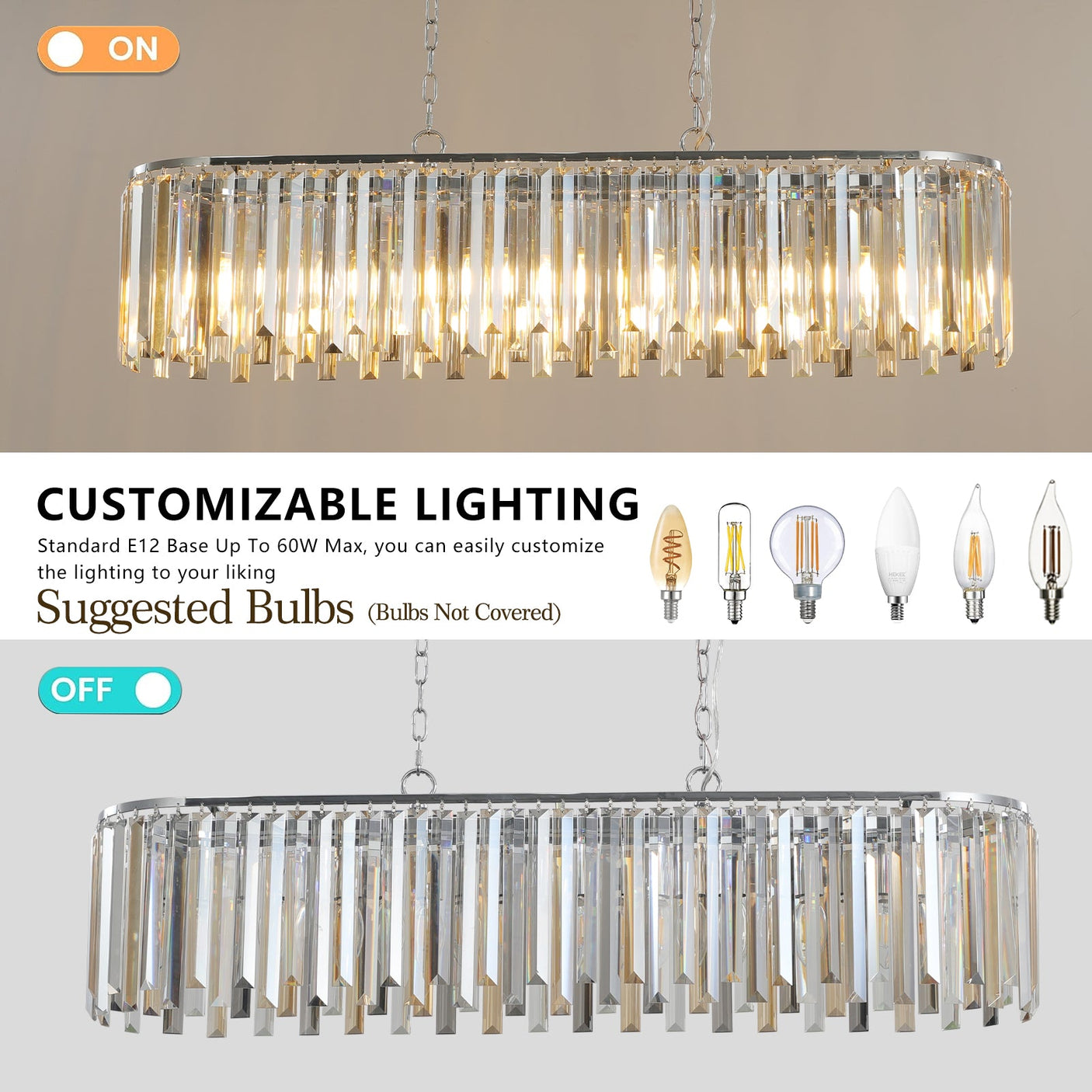 Modern Oval Crystal ceiling chandelier Luxury Home Decor Light Fixture Julia M Home & Kitchen