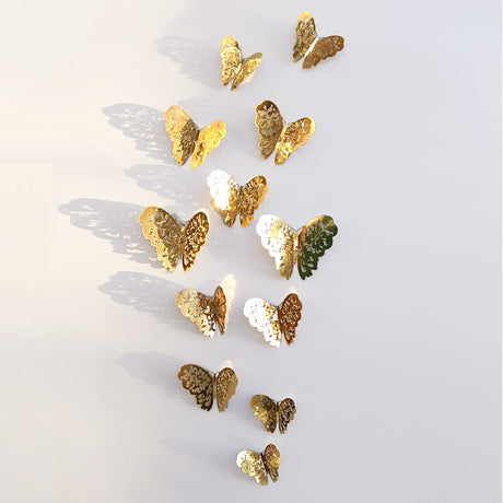 12pcs 3D Hollow Butterfly Wall Sticker for Home Decor DIY Butterflies Fridge stickers Room Decoration Party Wedding Decor - Julia M LifeStyles