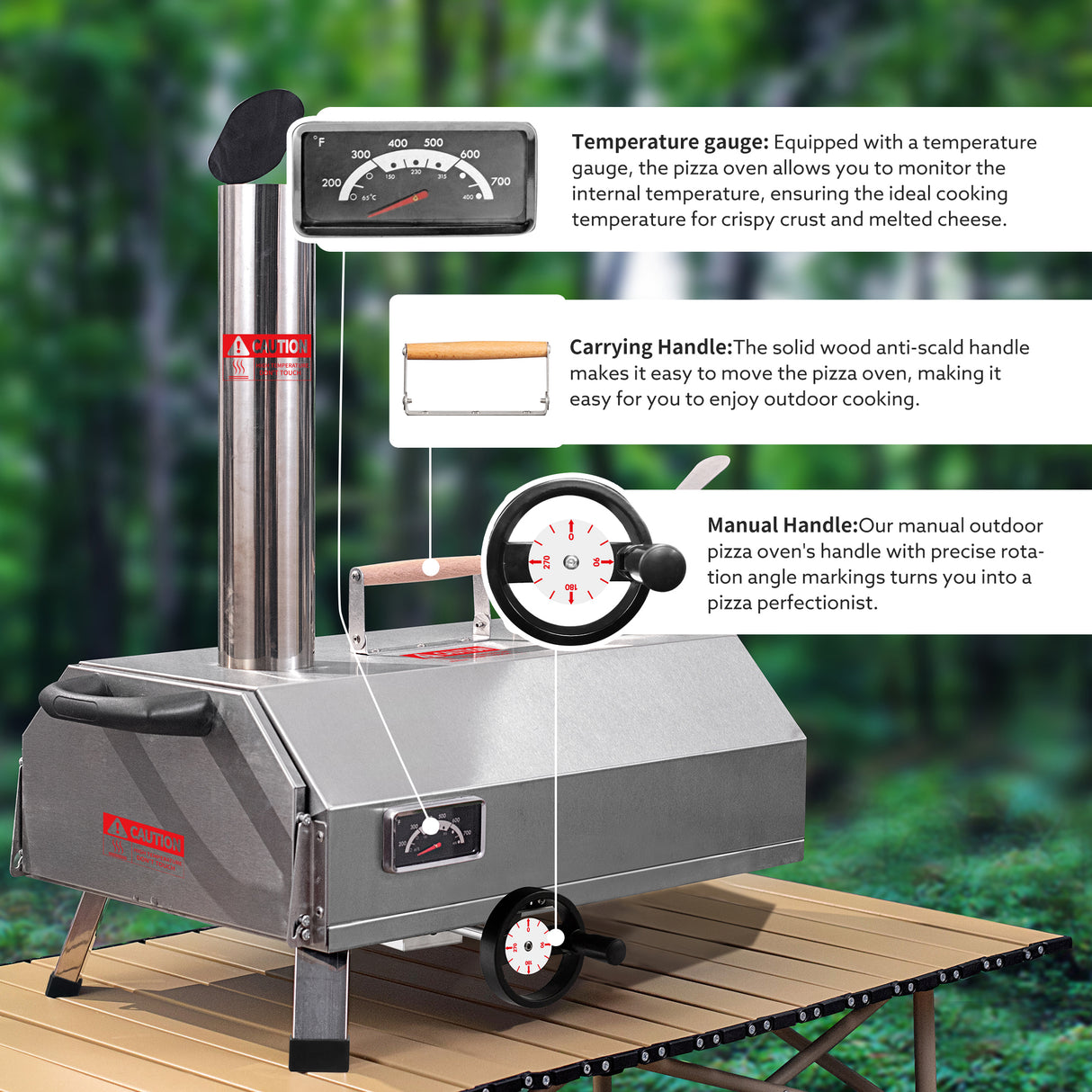 Semi-Automatic Silver 12 Outdoor Pizza Oven Portable Wood Fired Pizza Oven - Julia M LifeStyles