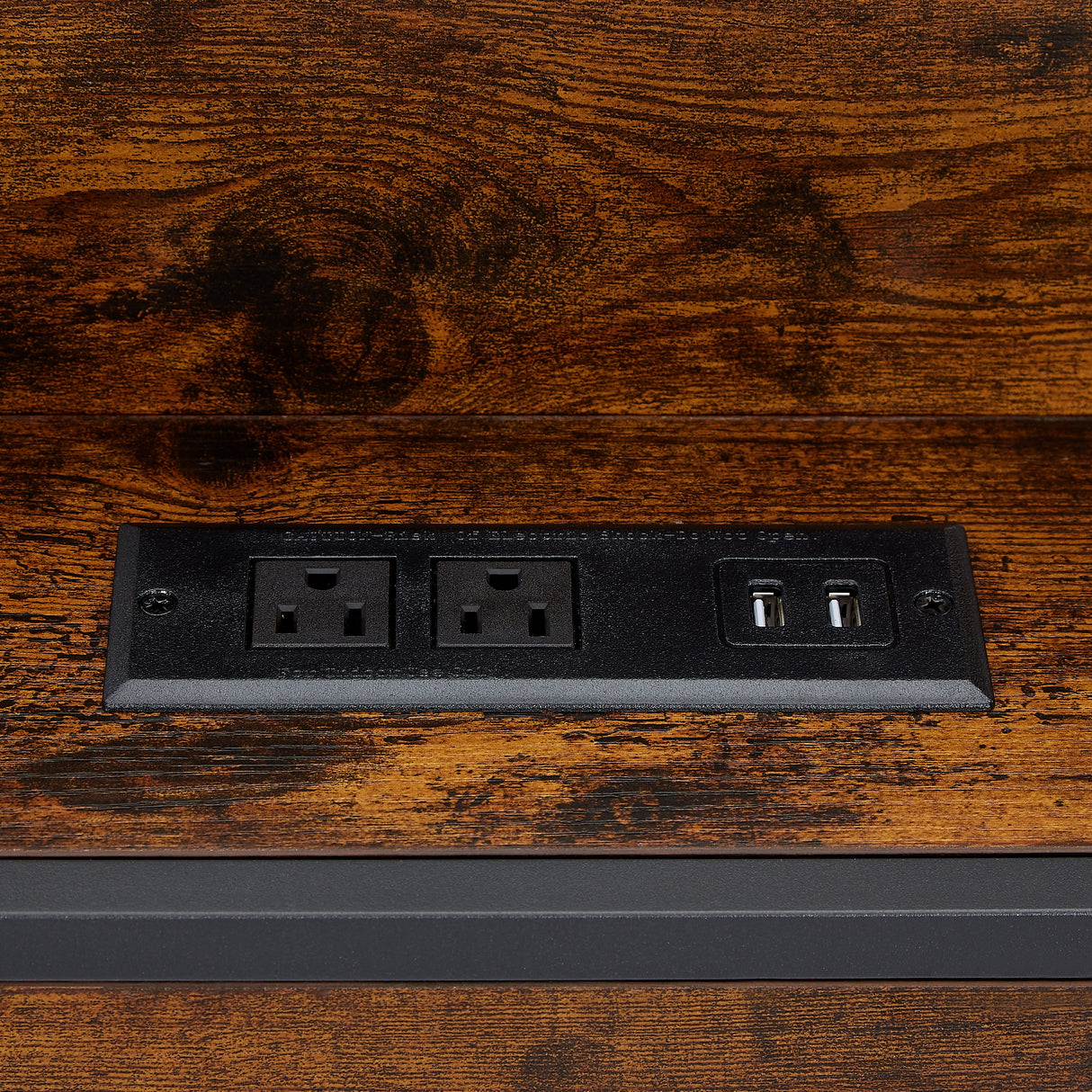 Bed frame with charging station full size, Rustic Brown, 83.1'' L x 56.1'' W x 39'' H eprolo