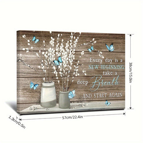 1pc Framed Painting Flowers And Butterfly Canvas Posters And Prints Wall Art Pictures With Frame For Living Room & Bedroom, Home Decoration, Festival Gift For Her/Him, Ready To Hang Julia M LifeStyles