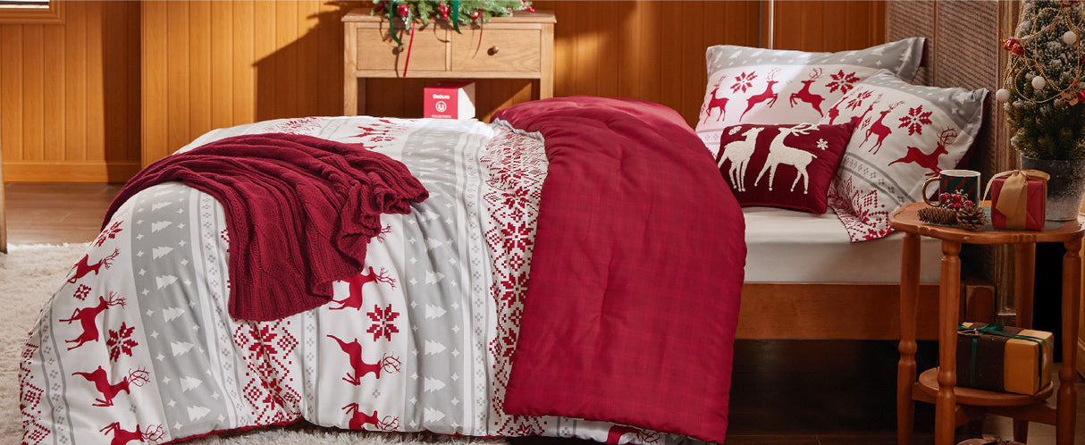 Bedsure 5-Piece Festive Fluffy Christmas red Comforter Set Julia M LifeStyles