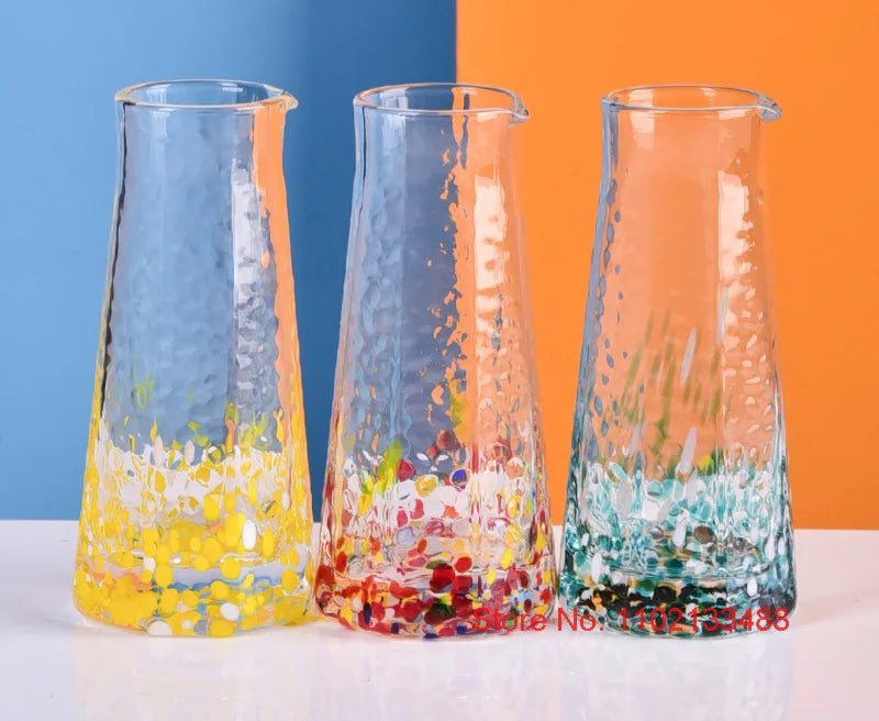 Crystal Colour Dot Hammer Pattern Sake Set with Bottle and 4 Cups - Julia M LifeStyles