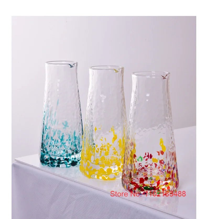 Crystal Colour Dot Hammer Pattern Sake Set with Bottle and 4 Cups - Julia M LifeStyles