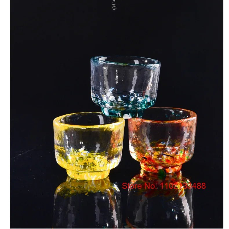 Crystal Colour Dot Hammer Pattern Sake Set with Bottle and 4 Cups - Julia M LifeStyles