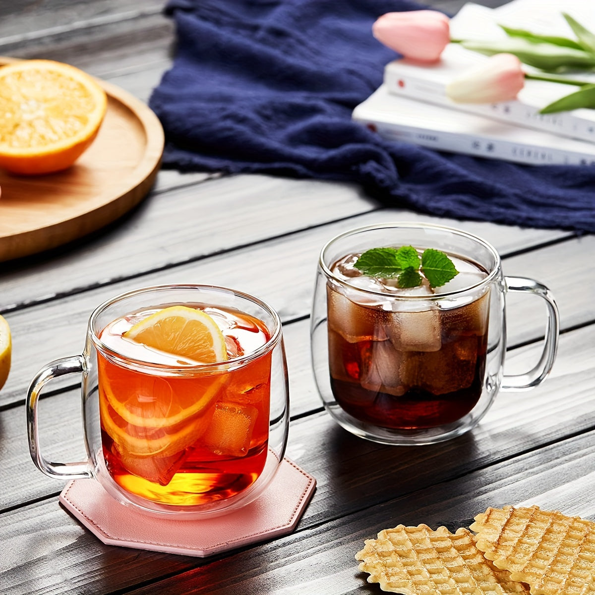 4pcs 10.14oz High Borosilicate Glass Coffee Mugs - Double-Walled, Insulated Cups with Handles for Latte, Cappuccino, Tea - Dishwasher Safe, Reusable & Recyclable Clear Glassware, Coffee Cups - Julia M LifeStyles