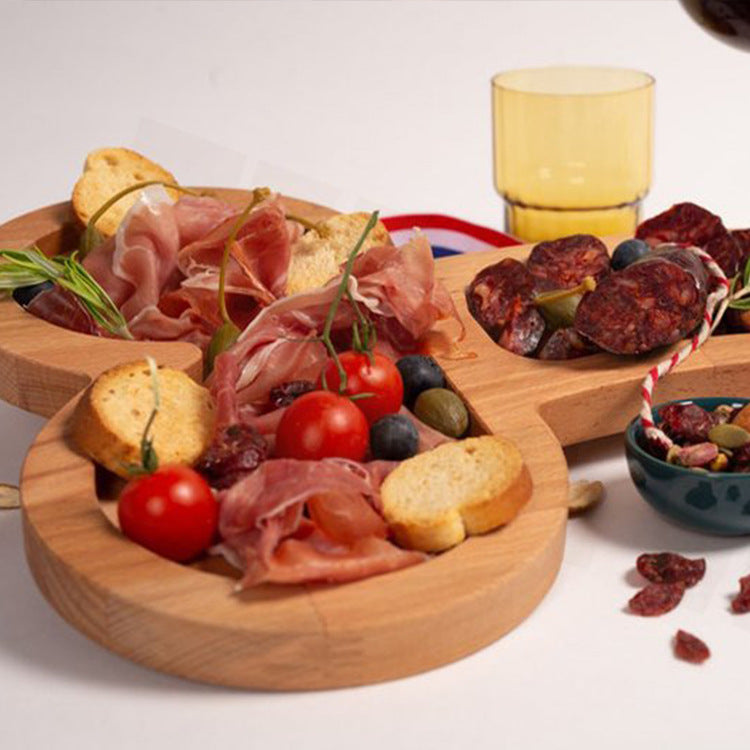 Elegant Wooden Aperitif and Fruit Plate