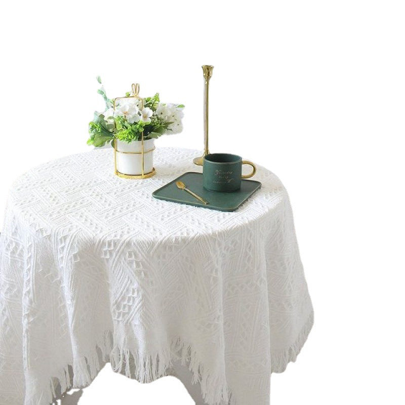 Lace White Tablecloth Ins Style Coffee Table Cloth Art Photo French Retro Knitting Julia M Home & Kitchen