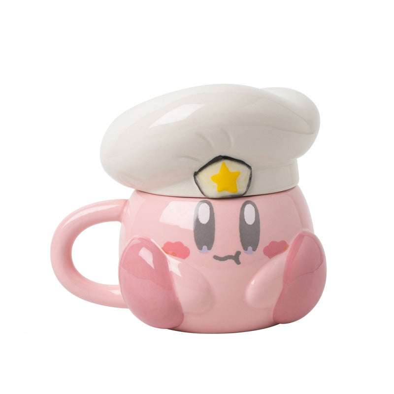 Madou Cute Pink Cartoon Chef Star Mug Cabbie Chef Hat Star Ceramic Cup Cartoon Navy Hat Star Coffee Mug With Lid Ceramic Mugs - Julia M LifeStyles