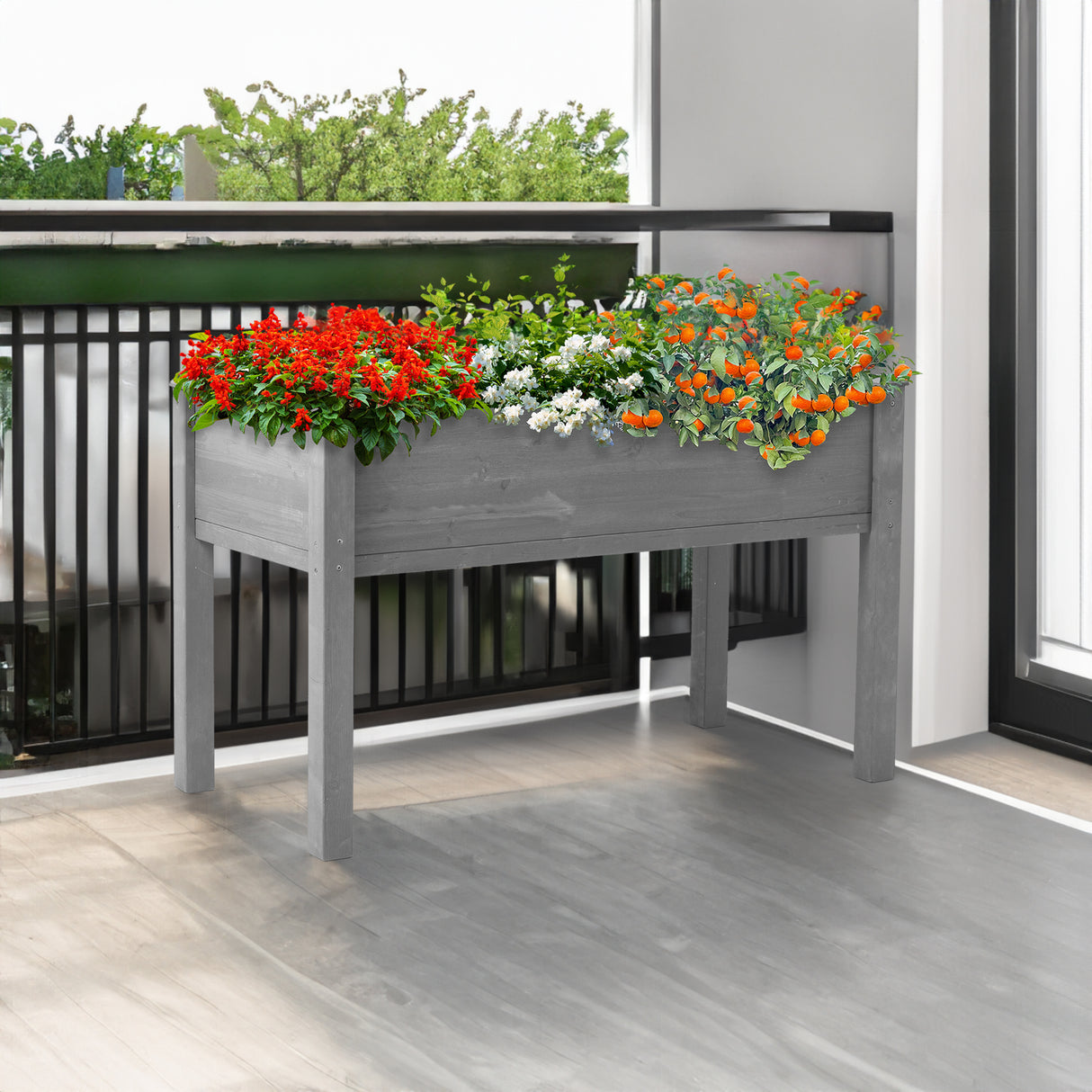 Raised Garden Bed with Legs, Elevated Wooden Planter Box for Outdoor Plants - Julia M LifeStyles
