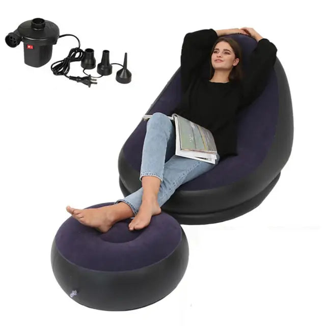 Inflatable Air Mattress Lazy Sofa Deck Chair Comfortable Leg Stool Rest Single Beanbag for home and Outdoor Use - Julia M LifeStyles