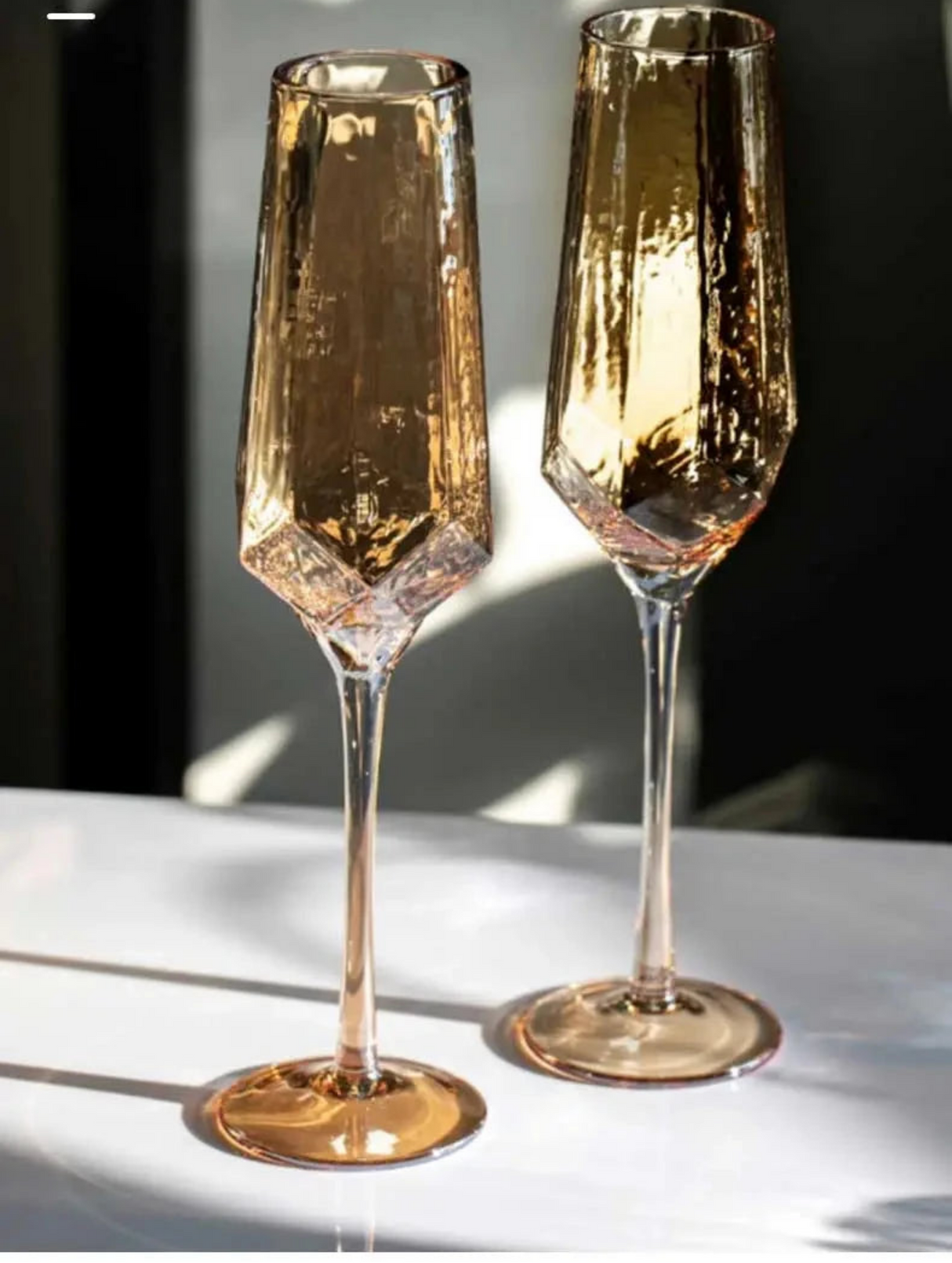 Hammered Diamond Amber Crystal Champagne Goblet Julia M Home & Kitchen