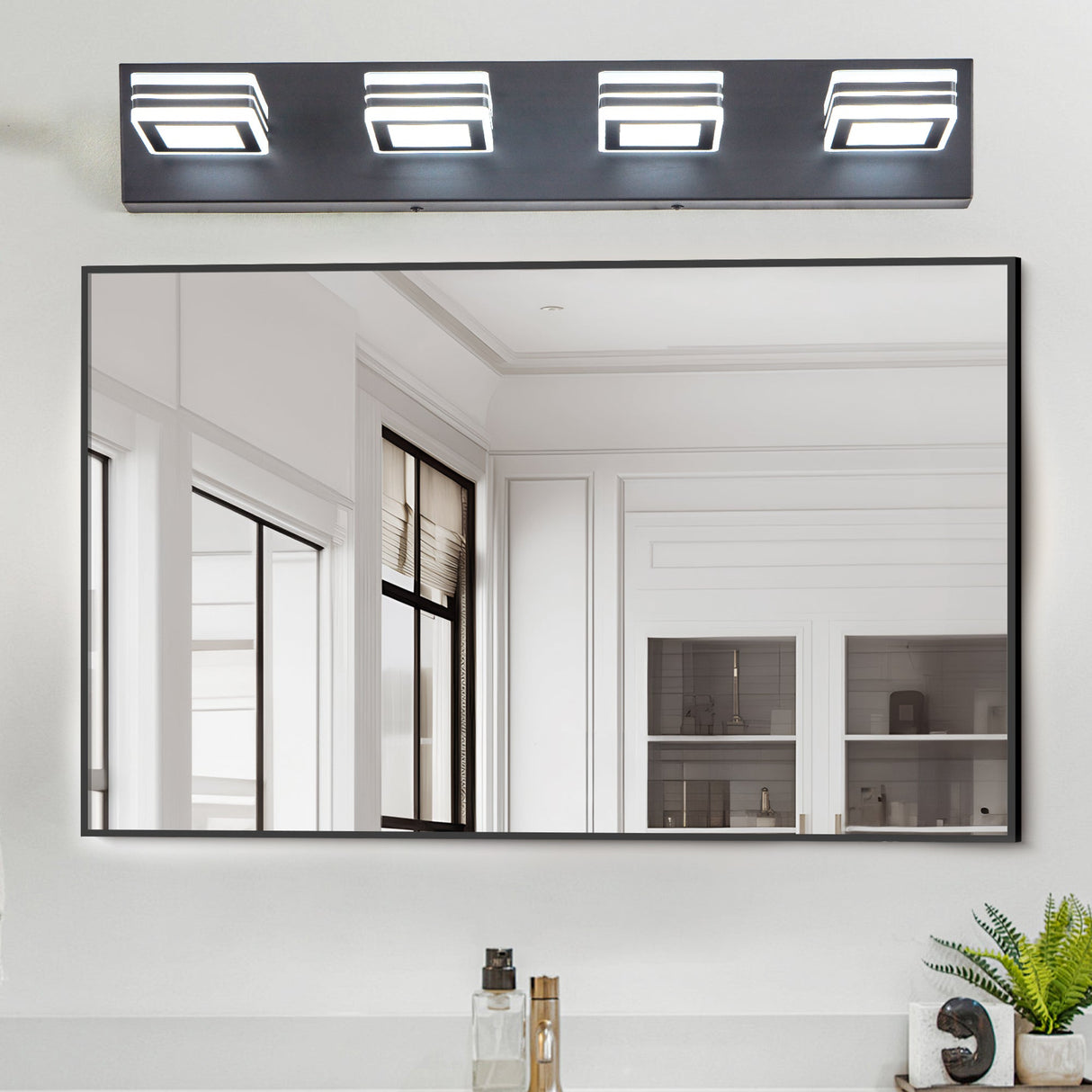 LED Modern Black Vanity Lights, 4-Lights Acrylic Matte Black Bathroom Vanity Lights Over Mirror Julia M Home & Kitchen