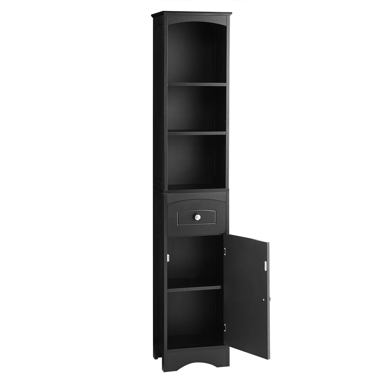 Tall Bathroom Cabinet, Freestanding Storage Cabinet with Drawer, MDF Board, Adjustable Shelf, Black - Julia M LifeStyles
