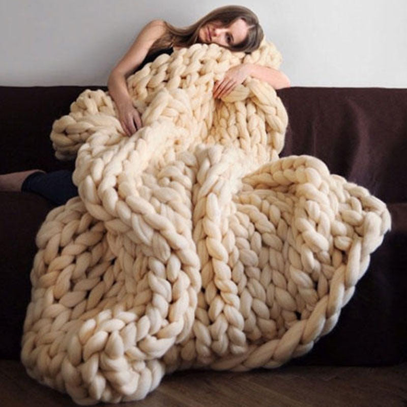 Nordic Thick Wool Hand-Woven Luxury Blanket Julia M Home & Kitchen