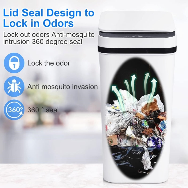 12L Touchless Smart Sensor Trash Bin – Sleek Odorless Bathroom & Kitchen Waste Solution
