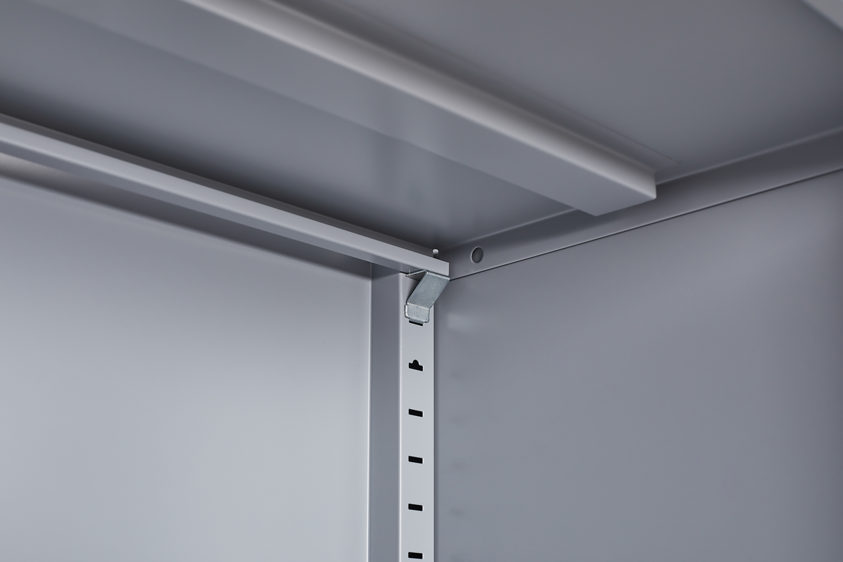 Grey metal kitchen storage cabinet, kitchen pantry storage cabinet with door and shelf, adjustable leveling feet eprolo