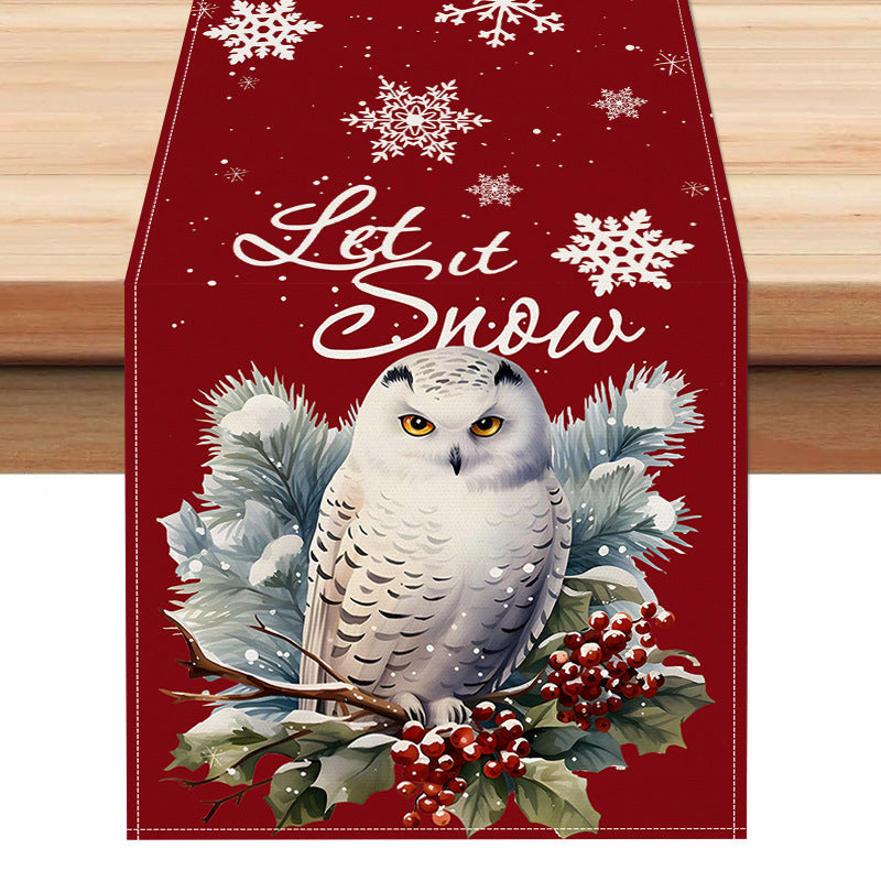 Owl Linen Table Flag Christmas Day Table Decoration Tablecloth Kitchen Restaurant Tablecloth Tea Table Cloth Julia M Home & Kitchen