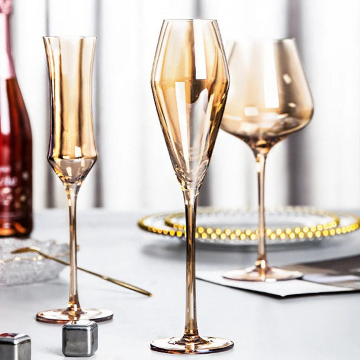 Golden Amber Crystal Wine Glass