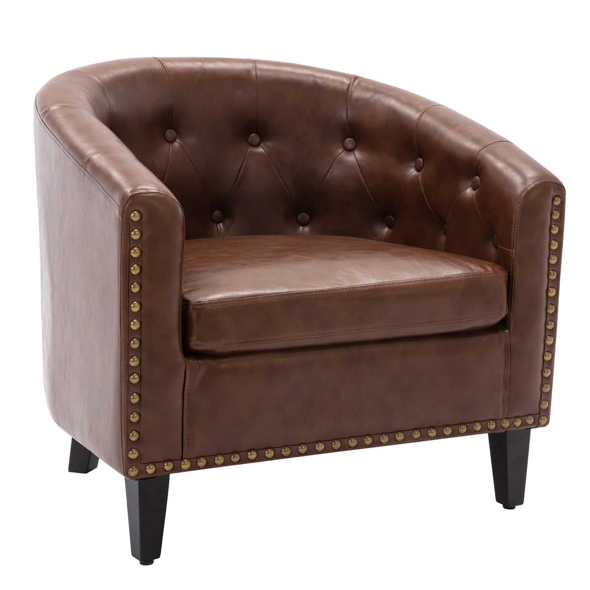 PU Leather Tufted Barrel ChairTub Chair for Living Room Bedroom Club Chairs - Julia M LifeStyles