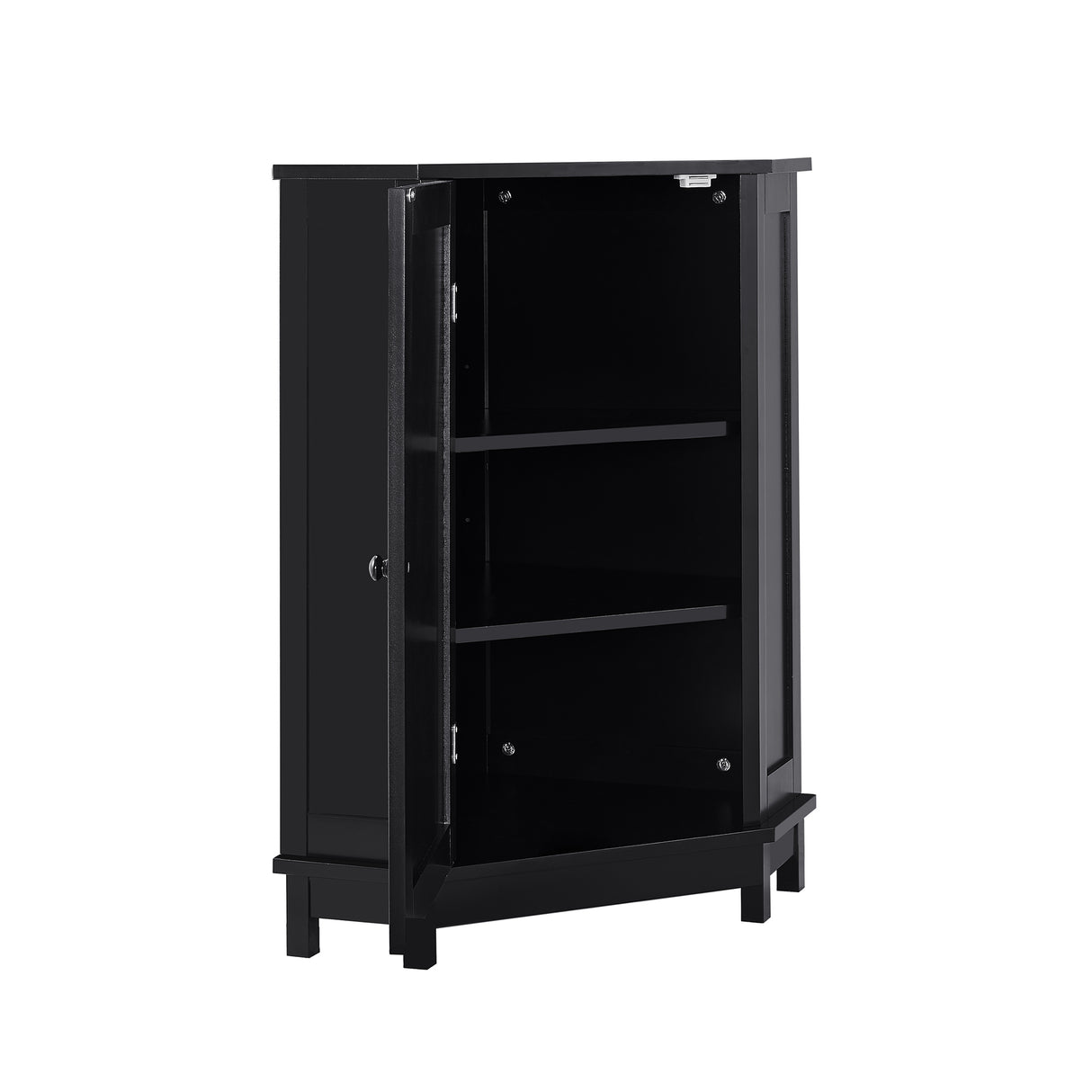 Black Bathroom Cabinet Triangle Corner Storage Cabinet with Adjustable Shelf Modern Style MDF Board - Julia M LifeStyles