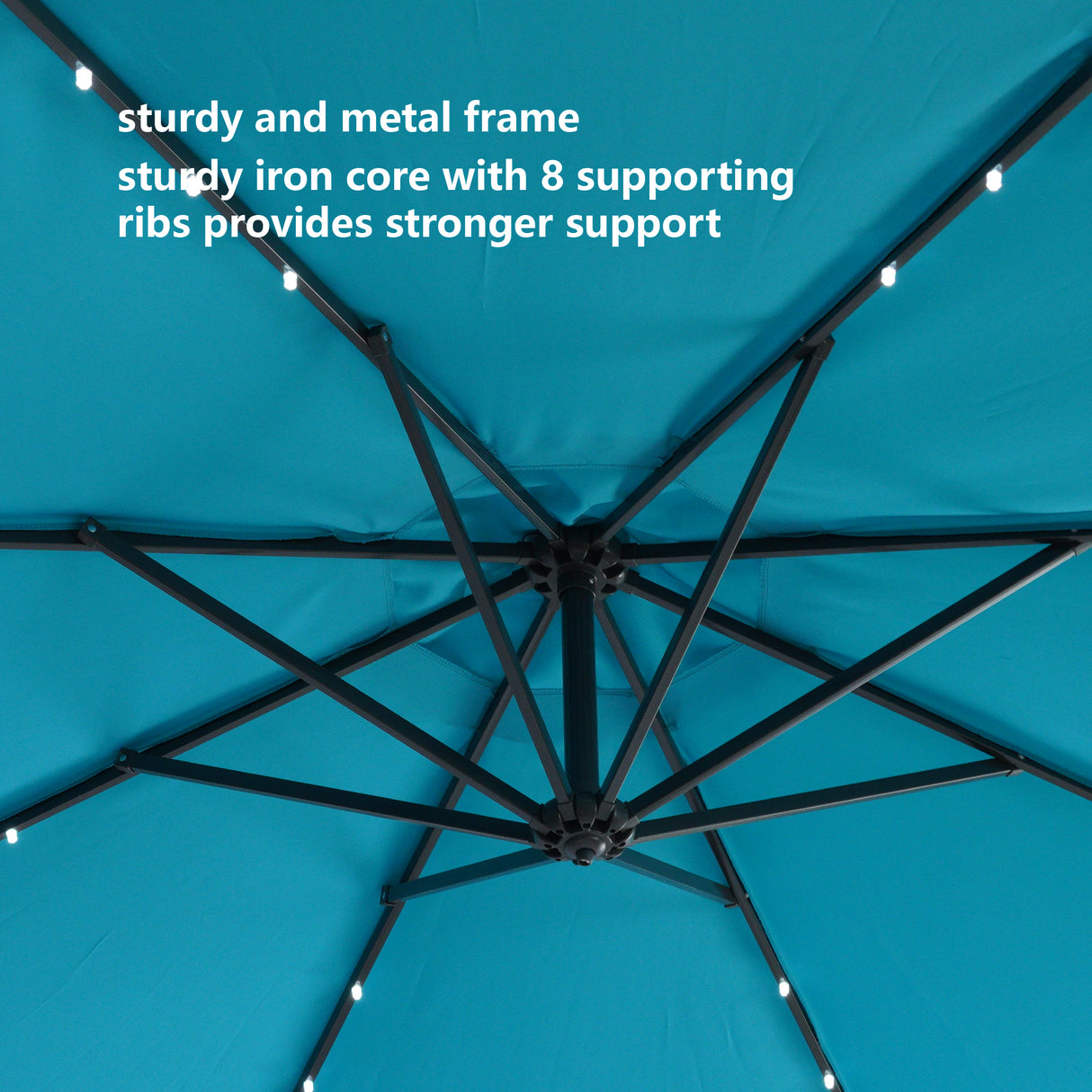 10 FT Solar LED Patio Outdoor Umbrella Hanging Cantilever Umbrella Offset Umbrella Easy Open Adustment with 32 LED Lights - Julia M LifeStyles